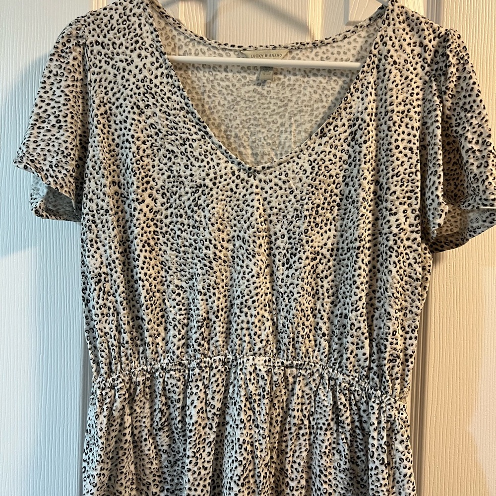 Lucky Brand Leopard Print Short Sleeve Dress